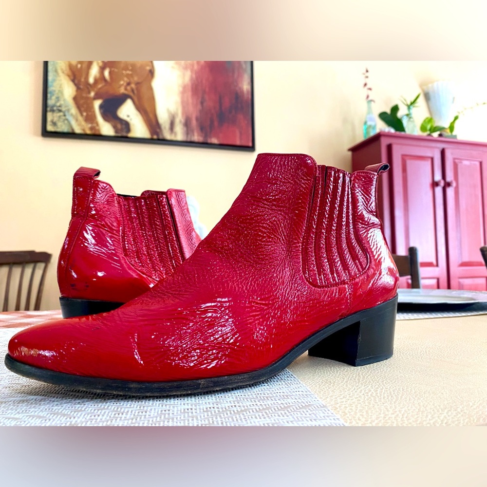 Red Leather Booties